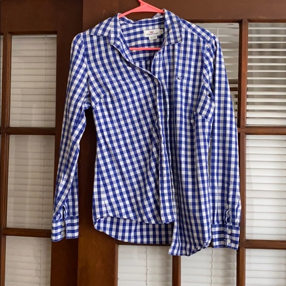 Vineyard Vines Tops - Vineyard Vines royal blue gingham oxford like new